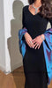 Beauty V Neck Evening Dresses Ankle-Length Taffeta Flare-Sleeve Simple Elegant Formal Occasion Dress robe de soirée