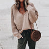 Casual Knitted Sweater Women Streetwear V Neck Long Sleeve Pullovers Loose Solid Coat Autumn Winter Women's Sweater