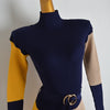 Fall Winter Knit Rib Wrap Hips Bodycon Pencil Dress for Women Elegant Long Sleeve Turtleneck Sweater Dress with Belt