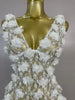 Women Evening Party Club Birthday Dress Pink Pearl Flower Mesh Sexy See Through Mini Dress Nightclub Photoshoot Stage Costumes