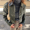 Lapel Long Sleeve Faux Leather Jacket Women Street Turn-down Collar Single Breasted Loose Coats Chic Lady Jackets Outerwears