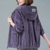 Corduroy Short Coat 5XL Women's Spring Autumn Korean Loose Solid Hooded Jacket Casual Female Zipper Coat Tops