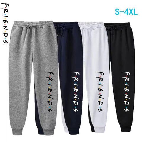 Womens Casual Loose Long Pants Outdoor Friends Letter Printed Trousers Spring Autumn Winter Fleece Sports Sweatpants