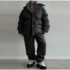 Leopard Print Women's Winter Down Jacket Pant Set Hooded Full Sleeve Zipper Jacket Elastic Waist Pants Warm Padded Coat Set