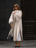Women Loose Draped Trench Coat Stand Lantern Sleeve Side Slit Single Breasted Casual Outerwear Street Daily Ladies Chic Overcoat