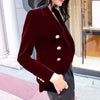 Small Suit Short Coat for Women Autumn and Winter Velvet Slim Fit All-Matching Double-Breasted Long Sleeve Solid Color Suit