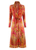 Niche Printed Windbreaker Women's Loose Oversized Long Sleeved Pleated Trench Cardigan Long Coat 2DB2481