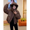 Hooded Collar Cotton-padded Jacket For Women Autumn Winter Solid Loose Warm Female Puffer Coat