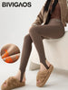 Autumn Winter Thick Foot Pants Sharkskin Leggings Women's Rabbit Fleece Warm Leggings High Waist Elastic Non Trace Yoga