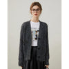 Winter Bright Silk Yarn V-neck Cardigan Aging Reduction Long Sleeve Women's Thick Knitted Jacket