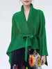 Women's Pleated Coat Loose Lapel Lace Up Irregular Solid Color Casual Versatile Cape Female Spring 2DE431