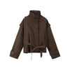 Chic Plaid Loose Women's Autumn Coats Belts Double-Breasted Lace-Up Turn-Down Collar Full Sleeve Lady Jacket Female Outwear