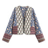Vintage Women's Print Patchwork Cotton Jacket Quilted Long Sleeve Loose Short Warm Coat Autumn Winter Female Outwear