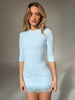 Patchwork Lace Half Sleeve Women Mini Dress Round Neck High Waist Pullover Dress Autumn Bodycon Casual Party Clubwear