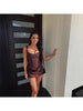 Women's Sexy Back Lace Up Draped Elegant Dress Mini Bodycon Corset Dress Brown Club Party Evening Gown