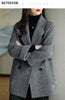 Stylish Long Sleeve Loose Pockets Women Woolen Jacket Autumn Winter Elegant Lapel Thick Female Jackets
