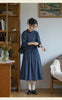Long Sleeve Striped Long Sleeve Loose Vintage Spring Autumn A Line Dress Lady Work Dress Women Casual Midi Dress J404