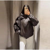 Stand Collar Leather Bomber Jacket For Women Spring Autumn Pockets Motorcycle Jacket Street Y2K Lady Bike Outerwear