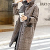 Autumn Winter Plaid Cotton Jacket Women's Warm Temperament Polo Collar Wool Coat Female Long Parkas Overcoat