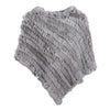 Women's 100% Real Natural Rabbit Fur Knitted Pullover Poncho Lady Cape Genuine Fur Shawl Warm One Size