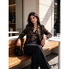Floral Print Fitted Short Jacket Women Casual Stand Collar Long Sleeves Button Outerwear Lady Autumn Party Daily Coat