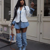 Women Patchwork Denim Long Sleeve Single Breasted Jackets Holiday Vacation Streetwear Outcoats