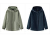 Denim Jacket Women Mid-Length Loose Hooded Spring Waist-Cinching Coat Retro Design for Outfits
