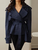 Spring Autumn Solid Women Short Windbreaker Stand Collar Long Sleeve Belt Single Breasted Female Coat Elegant Lady Outwear