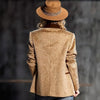 Vintage Leopard Print Velvet Blazer for Women Autumn Winter Contrast Lapel Double Breasted Casual Suit vacation jacket Coat