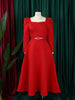 Autumn Stylish Women Evening Party Dress Long Puff Sleeve Elegant Pleated A-Line Gowns Birthday Wedding Celebrate Robes