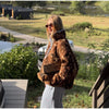 Fleece Women's Jacket Coat Deer Print Half Zip Pullover Jacket Color Block Collar Long Sleeve Cropped Chic Outerwear For Ladies