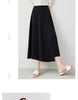 Black Wide-Leg Pants Autumn Flowy Ankle-Length Side Zipper Detail Trousers Office Lady Commuter Bottoms A1738