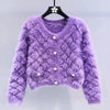Bead Imitation Mink Sweater Jacket Women Autumn Winter Japanese Sweater Long Sleeved Knitt Cardigan Coat Female