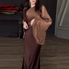 Vintage High Waisted Women Satin Long Dress Ladies Temperament Crew Collar Dresses Elegant Slim Long Sleeve Banquet Dresses