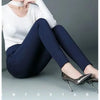 Office Lady Slim Pencil Pants Spring Autumn High Waist Elastic Pockets Solid Elegant Women Casual Straight Trousers