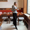 Elegant Woolen Top Pants Women Set Urban Long Sleeve Slash Neck Pleated Blouse Straight Trousers Autumn Winter Lady Suit