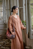 Vintage Women Ramie Cotton Dresses V-Neck Long Sleeve Spring Robes Loose Chinese Style Tie-dye A-Line Dress