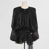 Female Long Flare Sleeves Lace Up Mini Dress Elegant Chiffon Ruffle High Waist Vestidos Autumn Woman Party Wear