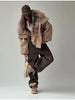 Vintage Thicken Faux Fur Woolen Jacket Women Hooded Pocket Lantern Sleeve Elastic Waist Coat Winter Female Daily Outwear