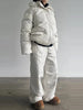 Casual Women's Polka Dot Padded Cotton Coat Pant Suit Hooded Full Sleeve Zipper Coats Straight Pants Winter Lady Ski Set