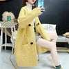 Knitted Cardigan Women Sweater Mid Length Version Autumn Winter Female Sweater Coat Temperament Versatile Ladies Sweater