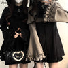 Vintage Lolita Style Mini Dress Set Women Gothic Y2k Loose Flare Sleeve Fake Two Pieces Party Dresses Female Kawaii Cute Vestido