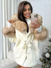 Women's Winter Coats Hooded Faux Fur Patchwork Furry Collar Lace Up Winter Coats Autum Female Long Sleeve Coat Outerwears