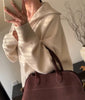 Double Zipper Turn-Down Collar Knitted Cardigan coat for women chic Thickened Loose lapel sweater jackets 26D5571