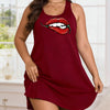 Women's Large-Sized Blazer Dress - Lightweight and Breathable Casual Design with Bold Lip Print and Pattern Patterns