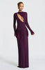 Hollow Out Long Sleeve Sexy Maxi Dress Women Gown Elegant O Neck Draped Ruched Bodycon Club Party Long Dress