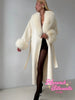 Retro Solid Fur Patchwork Woolen Coats Women Chic Full Sleeve V-neck Lace Up Loose Overcoat Lady Winter Commute Outwear