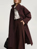 Solid Casual Trench For Women Stand Collar Long Sleeve Patchwork Single Breasted Temperament Long Coats Female