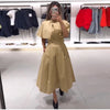 Cape Style Women Dress Turn Down Collar Shirt Dress Stand Collar Waist Defined Shirt Dress A Line Long Dress Daily Wear