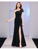 Host evening dress, light, niche one shoulder black long dress, fishtail, one shoulder dress, female
